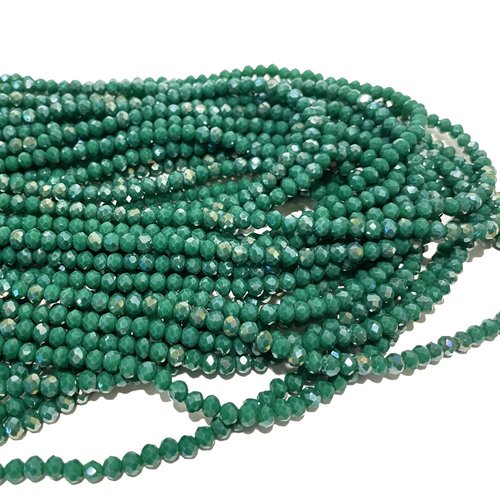 4x3 mm, fil de perles verre facettes, vert, 125 p
