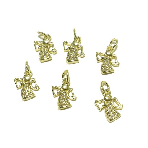 12 mm. breloque ange laiton et zircon