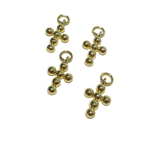 16 mm. breloque croix laiton plaqué doré.