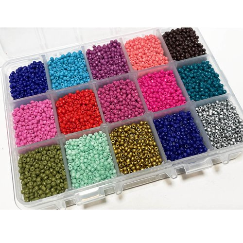 Coffret 15 couleurs. perles de rocaille 12/0. 375 g