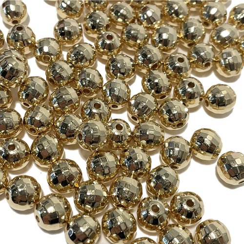 40 p. 9 mm perles acrylique ccb doré. à facettes