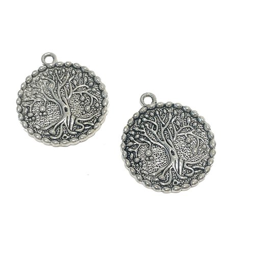 35 mm. pendentif arbre de vie en relief. alliage de zinc