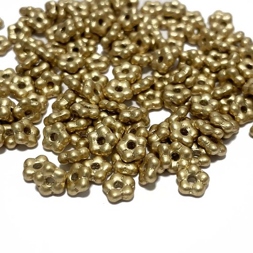 50 p. 5 mm perles séparateurs fleurs. verre plaqué doré