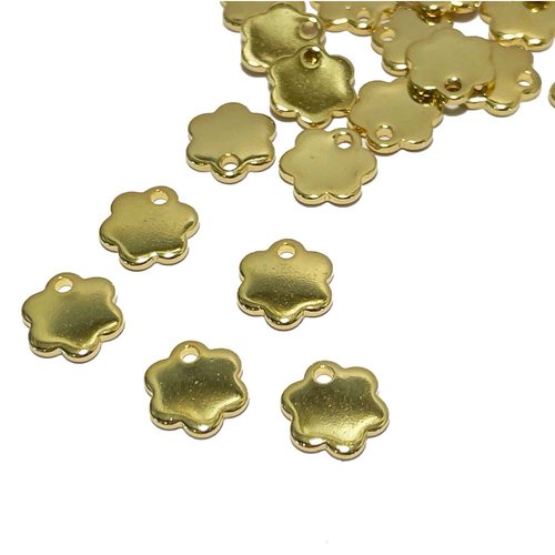 10 mm. breloque fleur acier inoxydable doré