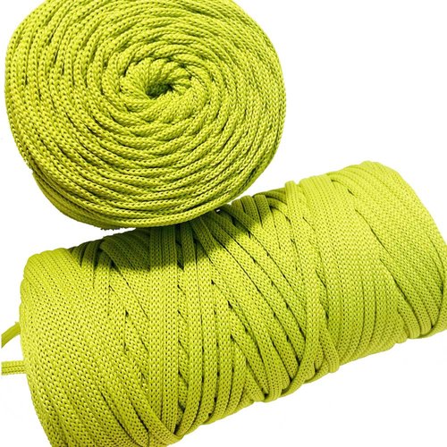 5 mm. 100 m corde polyester vert fluo. crochet et macramé.