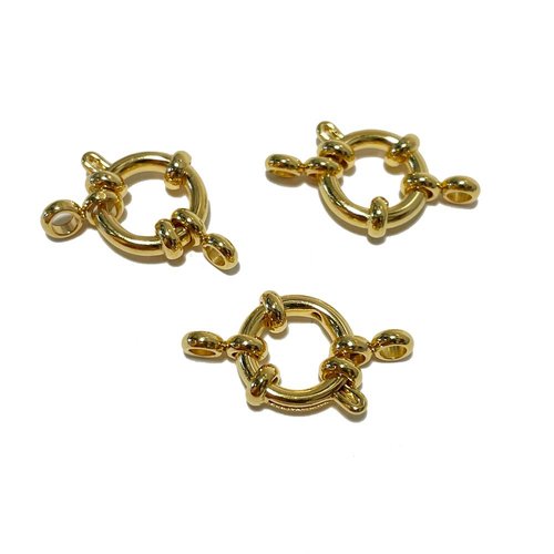 13-20 mm. fermoir à ressort acier inoxydable plaqué or 24 k