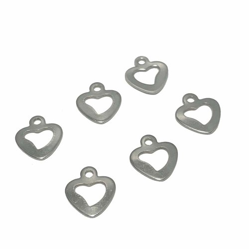 10 mm. breloque coeur acier inoxydable.