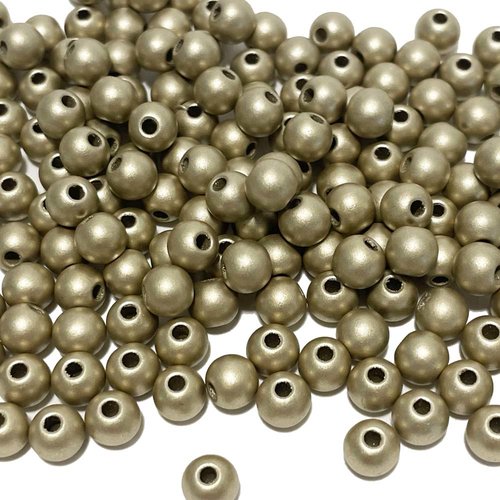 6 mm. perles acrylique doré mat. 100 ou 500 p