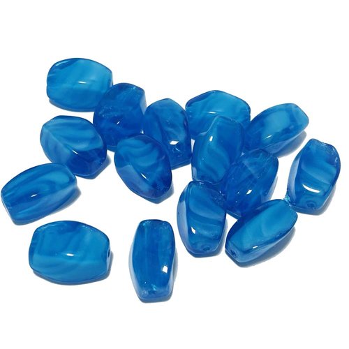 12 mm. perle en verre twistée. bleu roi