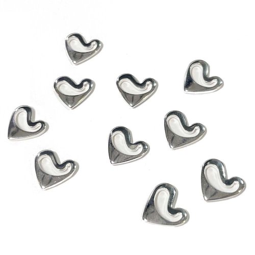 9 mm. breloque coeur acier inoxydable argent.