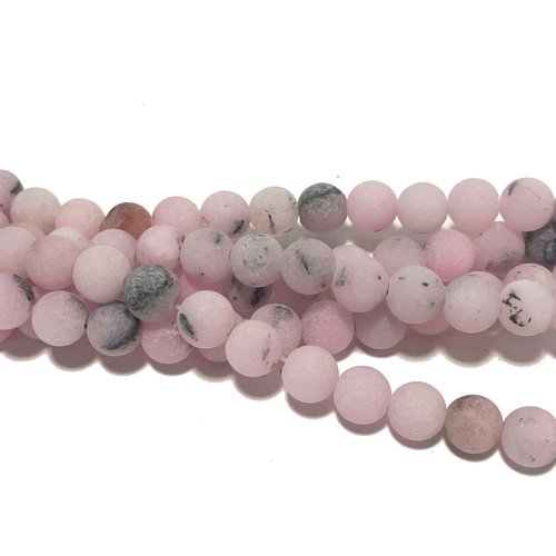 Perles pierre jaspe cerise naturelle. givré. 6 mm