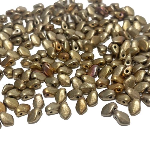 100 perles gekko gouttes verre tchèque doré iris mat