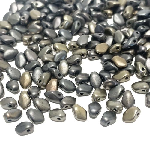 100 perles gekko gouttes verre tchèque anthracite iris