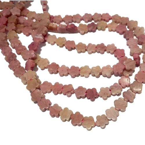 6 mm. rhodonite naturelle 5 perles fleurs