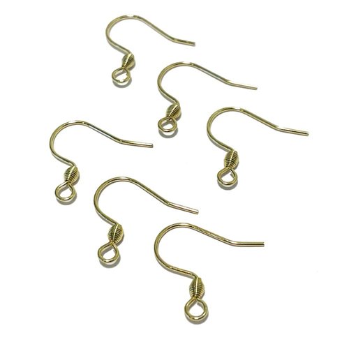 17 mm. 10 crochets de boucles d' oreilles acier inoxydable plaqué or 18 k
