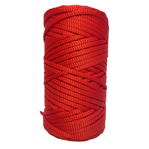 5 mm. corde polyester plat 100 m. rouge vif
