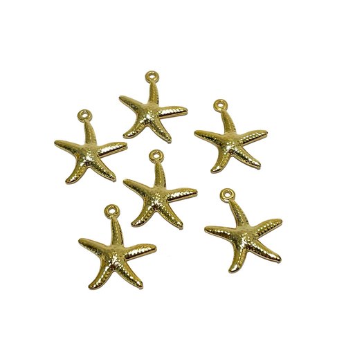 Pendentif étoile de mer en acier inoxydable 304 dore. 17 mm