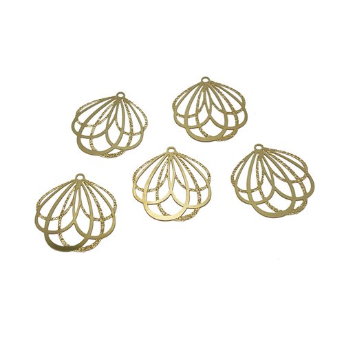 20 mm. pendentif filigrane acier inoxydable plaqué or 18 k