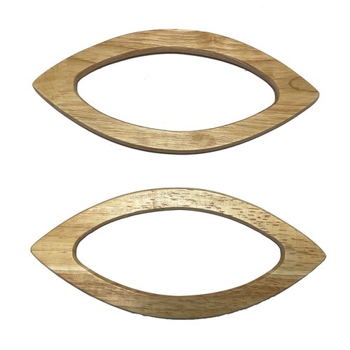 Paire de anses de sac, bois clair, ovale 20 cm