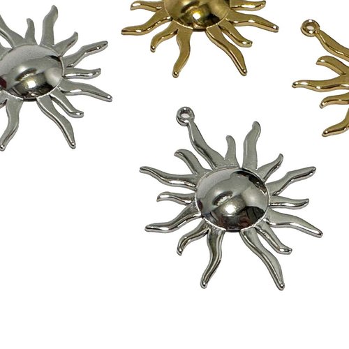 45 *37 mm. pendentif soleil acier inoxydable 304. argenté