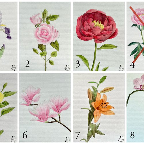 Petites aquarelles originales série florale