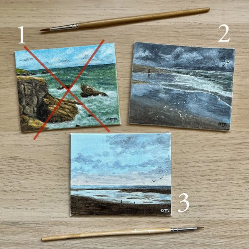 Mini toiles peintes à l'acrylique série paysages marins