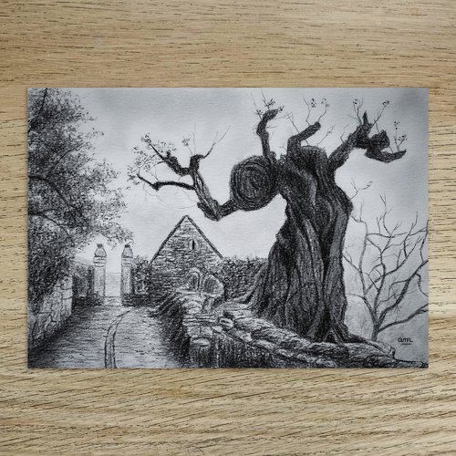 Fusain original village breton