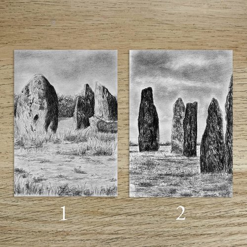 Fusains originaux menhirs