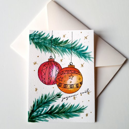 Carte Simple Joyeux Noel Aquarelle Un Grand Marche