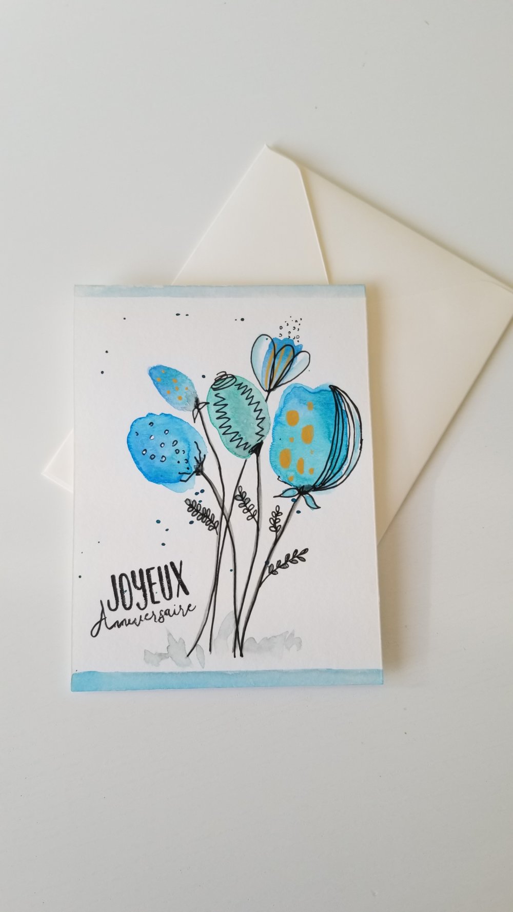 Carte Double Joyeux Anniversaire Aquarelle Un Grand Marche