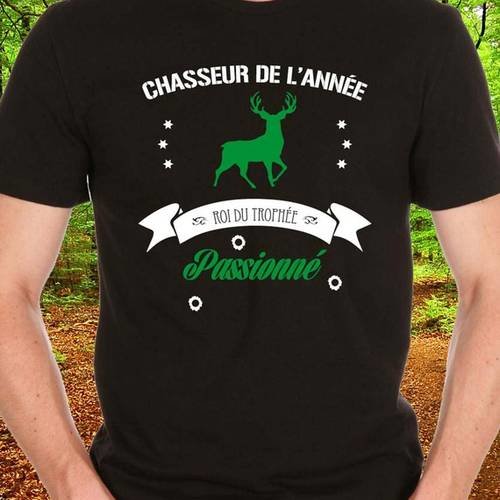 T Shirt Homme Blanc Chasseur Un Grand Marche