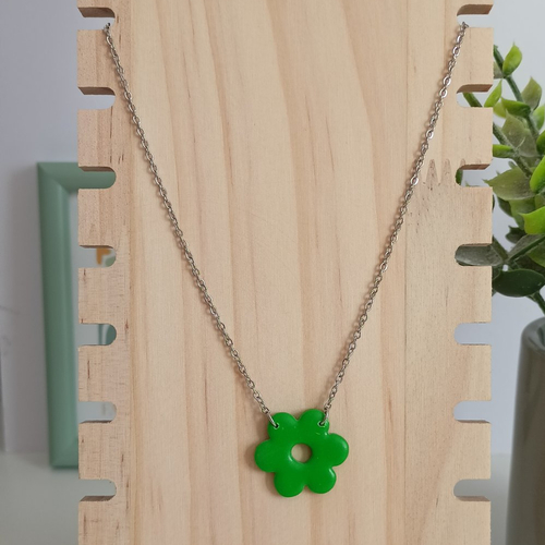 Collier fleur vert