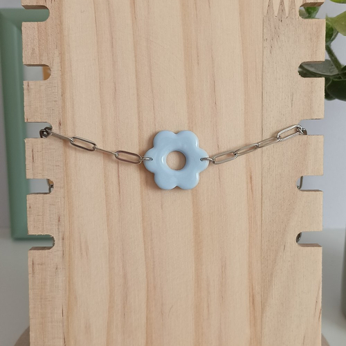 Bracelet fleur bleu
