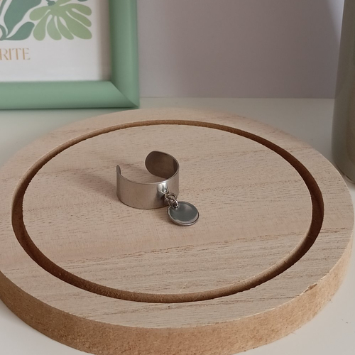 Bague breloque ronde acier inoxydable