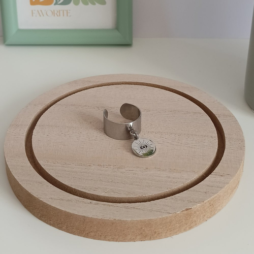 Bague breloque oeil grec acier inoxydable