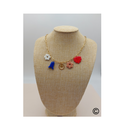 Collier acier inoxydable et pampilles - marine