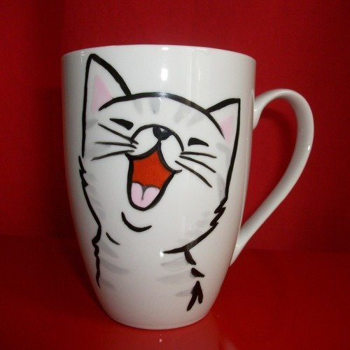 Mug :  " chat miaule  " - cadeau maîtresse - cadeau nounou