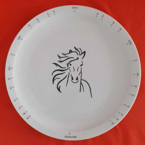 Plat à tarte diviseur en porcelaine "silhouette de cheval"