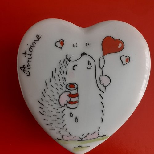 Boîte à dents de lait, boîte à bijoux "hérisson et coccinelle"
