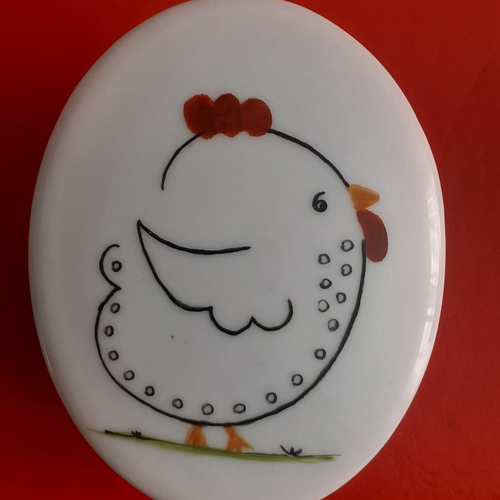 Boîte à dents, à bijoux décorée d'une petite "poule", boîte en porcelaine peinte à la main, cadeau naiss