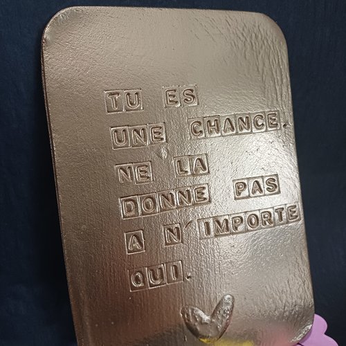 Plaque murale dorée tu es une chance