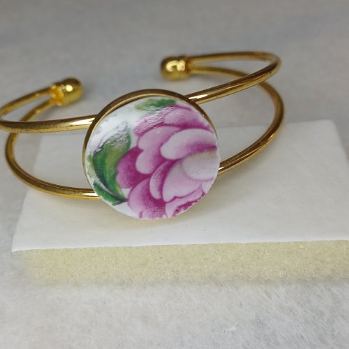 Bracelet en vaisselle ancienne et acier