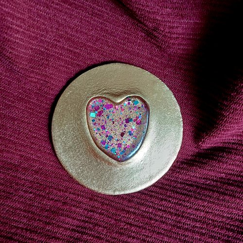 Plaque dorée coeur pailleté