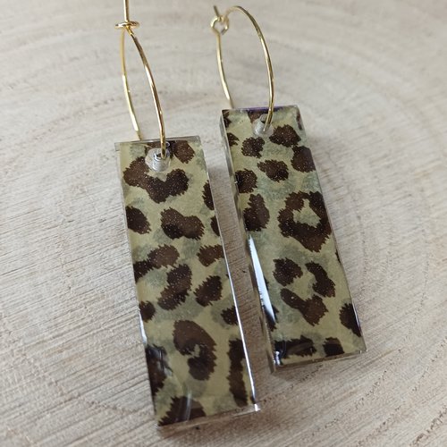 Boucles d'oreilles créoles dorées léopard