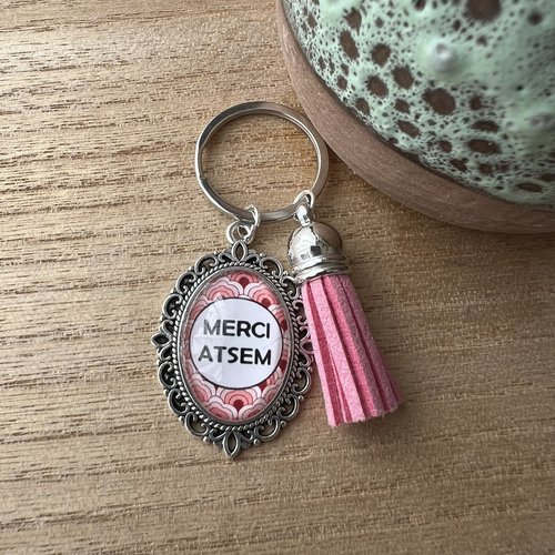 Porte-clé "merci atsem" ovale