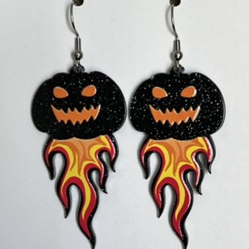 Boucles d'oreilles acier inoxydable argentée - halloween