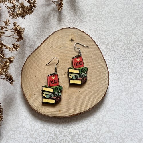 Boucles d'oreilles en bois - pal (pile à lire)
