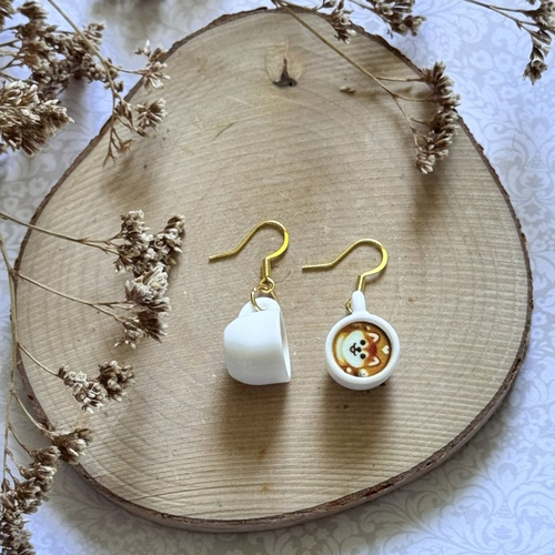 Boucles d'oreilles "tasse shiba"