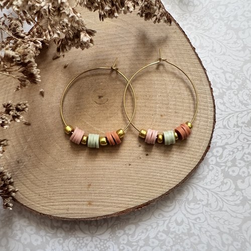 Créoles dorées + perles #3