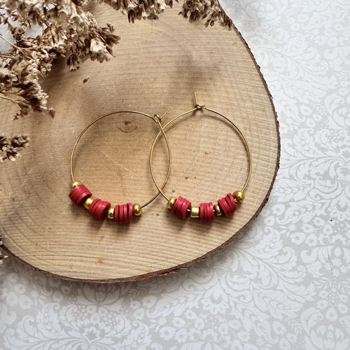 Créoles dorées + perles #4